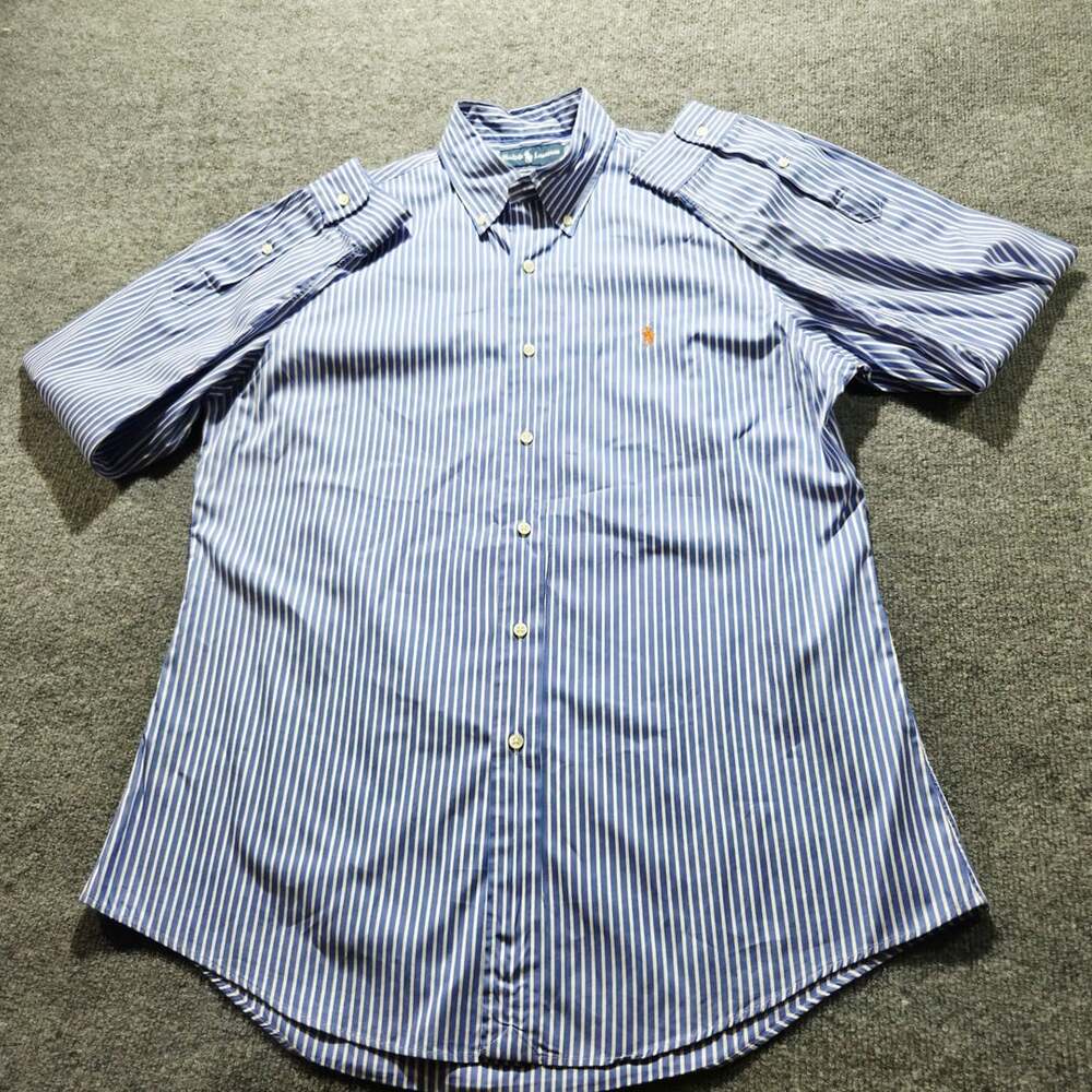 Ralph Lauren Striped Long Sleeve Button Down Shirt Blue Large
